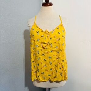 Emma Women Yellow Floral Sleeveless Blouse Size Large
